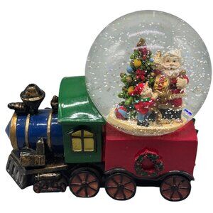 VTG Christmas Santa Claus a Train Glass Waterglobe Christmas Tree Elf READ